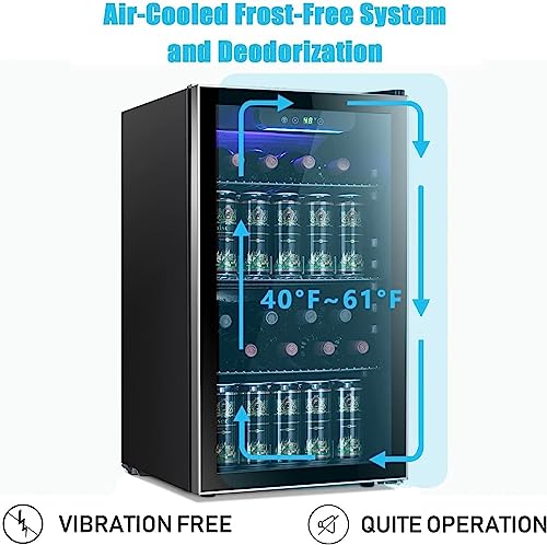 Antarctic Star 26 Bottle 130 Can Wine Cooler/Cabinet Beverage Refrigerator Mini Wine Cellar Beer Soda Clear Glass Door Bar...