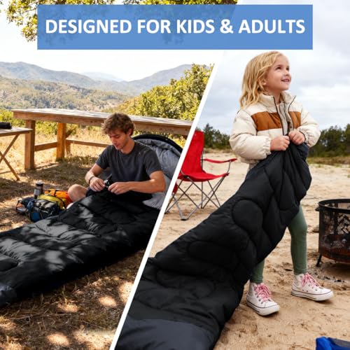 oaskys Camping Sleeping Bag - 3 Season Warm & Cool Weather - Summer Spring Fall Lightweight Waterproof for Adults Kids - C...