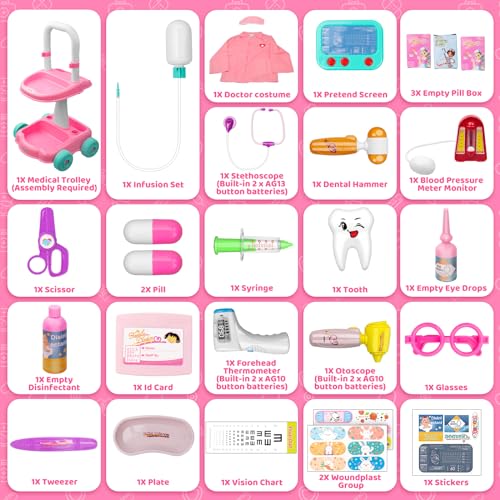 Aowjoy Toy Doctor Kit for Kids, 27Pcs Pretend Medical Station Set with Costume, Medical Role Play Set Toys for Boys Girls,...