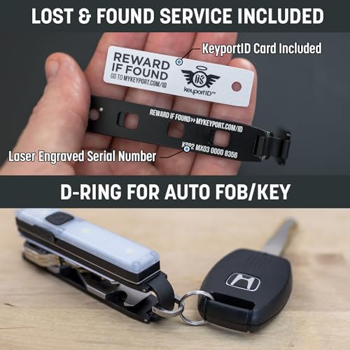 EDC Key Organizer Bundle - Compact Key Holder + Mini-Flashlight + 10-in-1 Keychain Multitool + Lost & Found - Premium Pock...