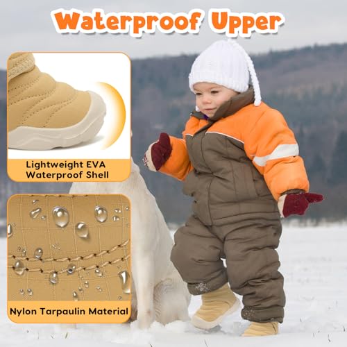 BARERUN Barefoot Baby Boys Girls Boots Warm Winter House Shoes for Toddler Girls Boys Waterproof Fleece Kids Snow Boots Fa...