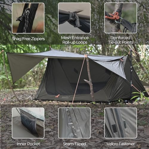 onewind Ultralight One Person Bivy Tent, Backpacking Tent for Single Person Waterproof Silnylon Lightweight for Camping Ba...