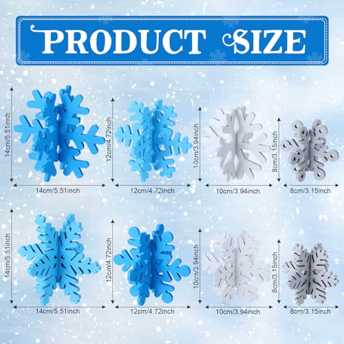Wenqik 16 Pcs Winter Wooden Snowflake Decor Christmas Winter Snowflake Tabletop Decorations 3D Snow Table Signs Standing C...