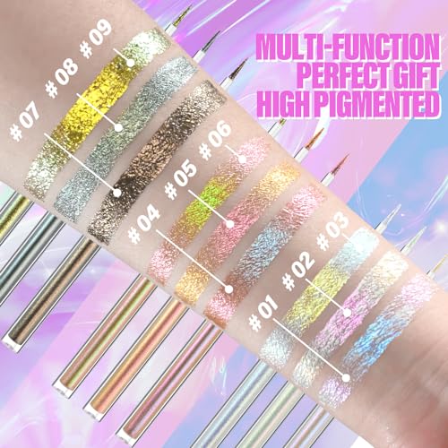 JUR MORNIER 3PCS Multichrome Liquid Eyeshadow Set,Multi-Dimensional Fairy Makeup,High Pigment Waterproof Aurora Eye Shado...