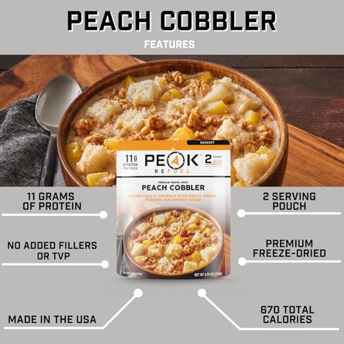Peak Refuel Cobbler | Protein | Calories | 100% Real Ingredients | Premium Freeze Dried Backpacking & Camping Food | 2 Ser...