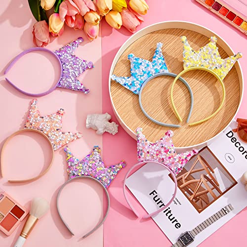 Juexica 12 Pack Princess Party Favors Princess Crowns Headband Decorations Glitter Sequin Headband for Birthday Proms Gift...