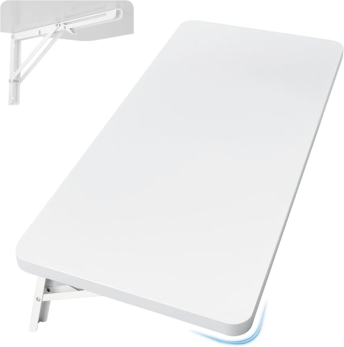 Neoaider Upgrade Wall Mounted Folding Table 31.5”L x 15.7”W, Laundry Folding Table with Heavy Duty Metal Collapsible Shelf...