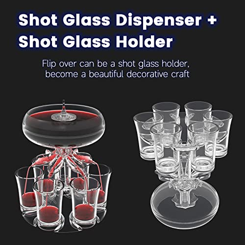 Zcvtbye Party Drink Shot Dispenser with 6 Shot Glasses Set - Acrylic Touchless Liquor Dispenser and Holder Shot Pourer for...