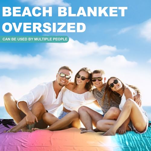 Koaizhsen Beach Blanket Waterproof Sandrproof Large Beach Mat 79" X 118" for 2-8 Adults Quick Drying Outdoor Picnic Mat 4 ...