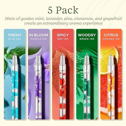 Lifelines Scented Lava Gel Pen Set, 5-Pack (Multi-Color) - 0.5mm Colored Gel Pens Infused with Scented Essential Oil Blend...