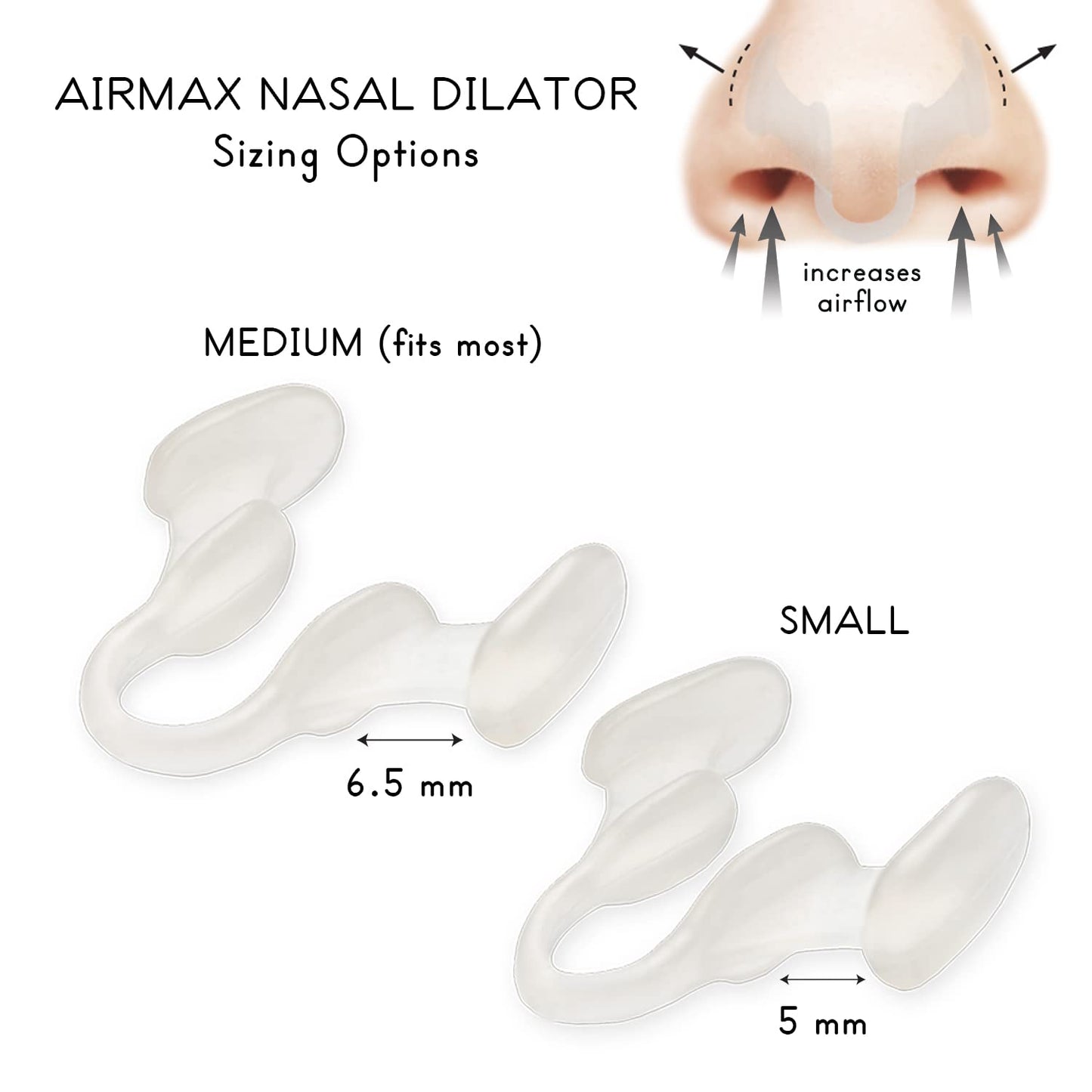 AIRMAX Nasal Dilator for Better Sleep - Natural, Comfortable, Anti Snoring Device, Snoring Solution for Maximum Airflow and Easier Breathing (Medium - Clear)