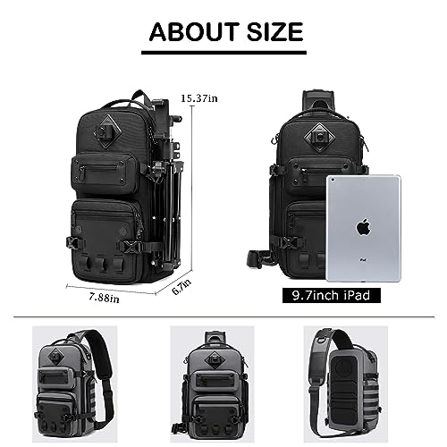 OZUKO Tactical Backpack Chest Sling Bags for Men, Waterproof Crossbody Shoulder Daypack for Outdoor Walking Hiking Trekkin...