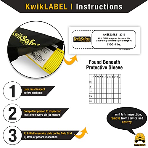 KwikSafety Positioning Lanyard - 4' to 6' Adjustable, No Shock Absorber, ANSI/OSHA Rated for Tree Climbing, Roof Work, Saf...