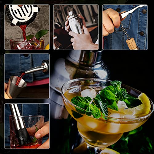 25 oz Cocktail Shaker Set 16 Pcs Mixology Bartender Kit with Stand - Professional Stainless Steel Bartending Kit - Perfect...