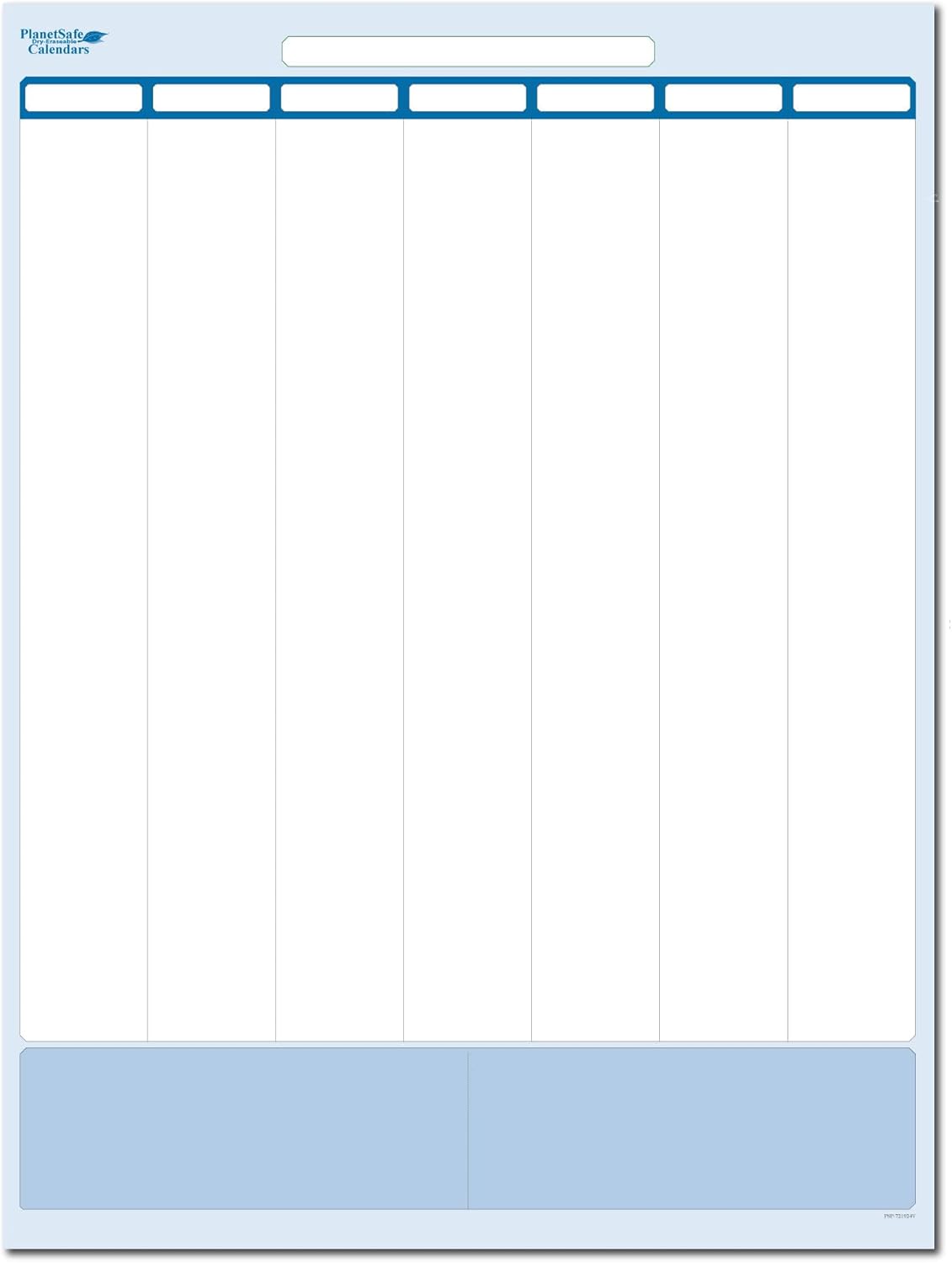 Sky Blue 7-Column Task, Goals & Objective Wall Vertical Organizer 48" x 32". Complete with Marker