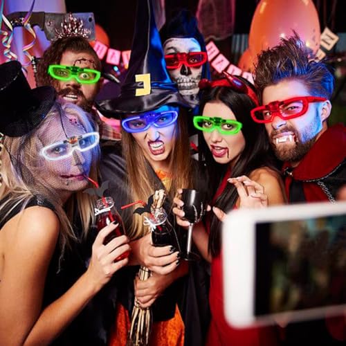 BouQuw 25 Packs LED Glasses Mardi Gras Party Supplies ,5 Neon Colors,3 Light Modes Light up Glow Sticks Glasses Toys Party...