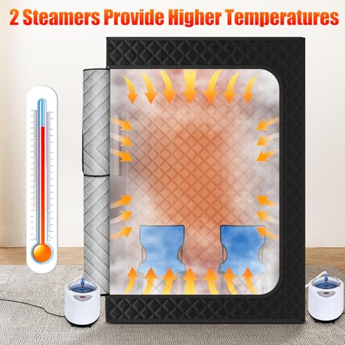 X-Vcak 2 Person Sauna, Extra Large Sauna Box, Portable Steam Sauna Tent with 2 Steamers, 2 Folding Chair, 71”x 49”x 36”, B...