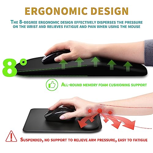 Hokafenle Ergonomic Mouse Pad Wrist Support with Massage Design, Wrist Rest Pain Relief Mousepad with Memory Foam&Non-Slip...