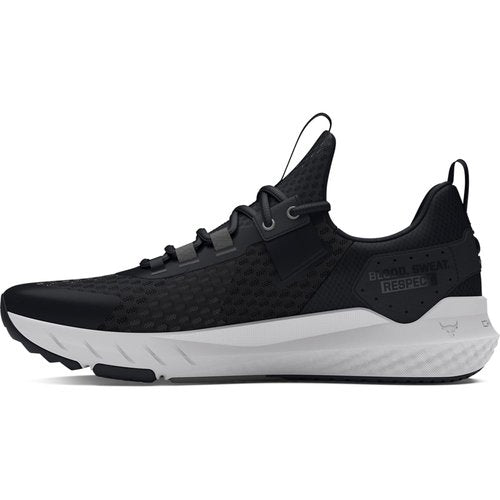 Under Armour Women's Project Rock Blood Sweat Respect 4, (001) Black/Castlerock/White, 7, US