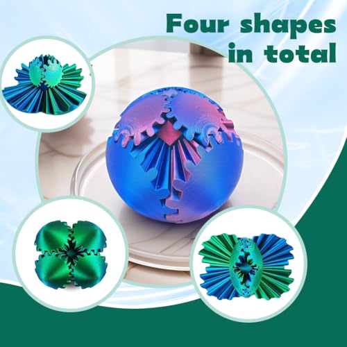 3D Printed Gear Ball Gear Sphere Fidget Toy, 4 Pcs Steampunk Whirling Wonder Fidget Gear Ball Stress Anxiety Relaxing Fidg...