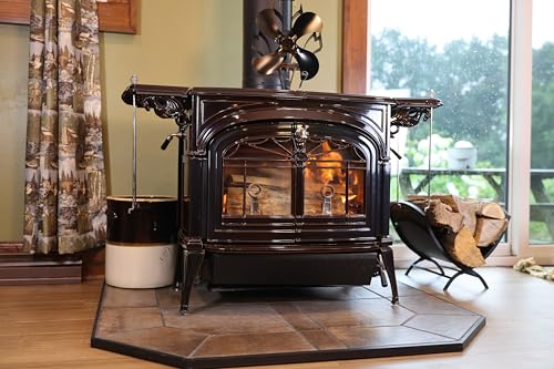 Heat Powered Stove Fan for Wood & Pellet Burners: Compatible with Log Burners, 348 CFM Airflow,13" Large 4-Blade Non-Elect...