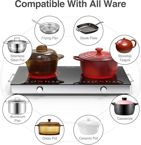 VBGK Electric Cooktop,110V 2400W Electric Stove Top with Knob Control,9 Power Levels, Kids Lock & Timer,LED touch control,...