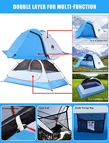 AYAMAYA 4 Season Backpacking Tent 2 Person Camping Tent Ultralight Waterproof All Weather Double Layer Two Doors Easy Setu...