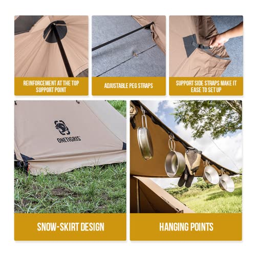 OneTigris Northgaze Canvas Hot Tent with Stove Jack, Windproof, Fire Retardant, Durable 4 Season Camping Pyramid Teepee Te...