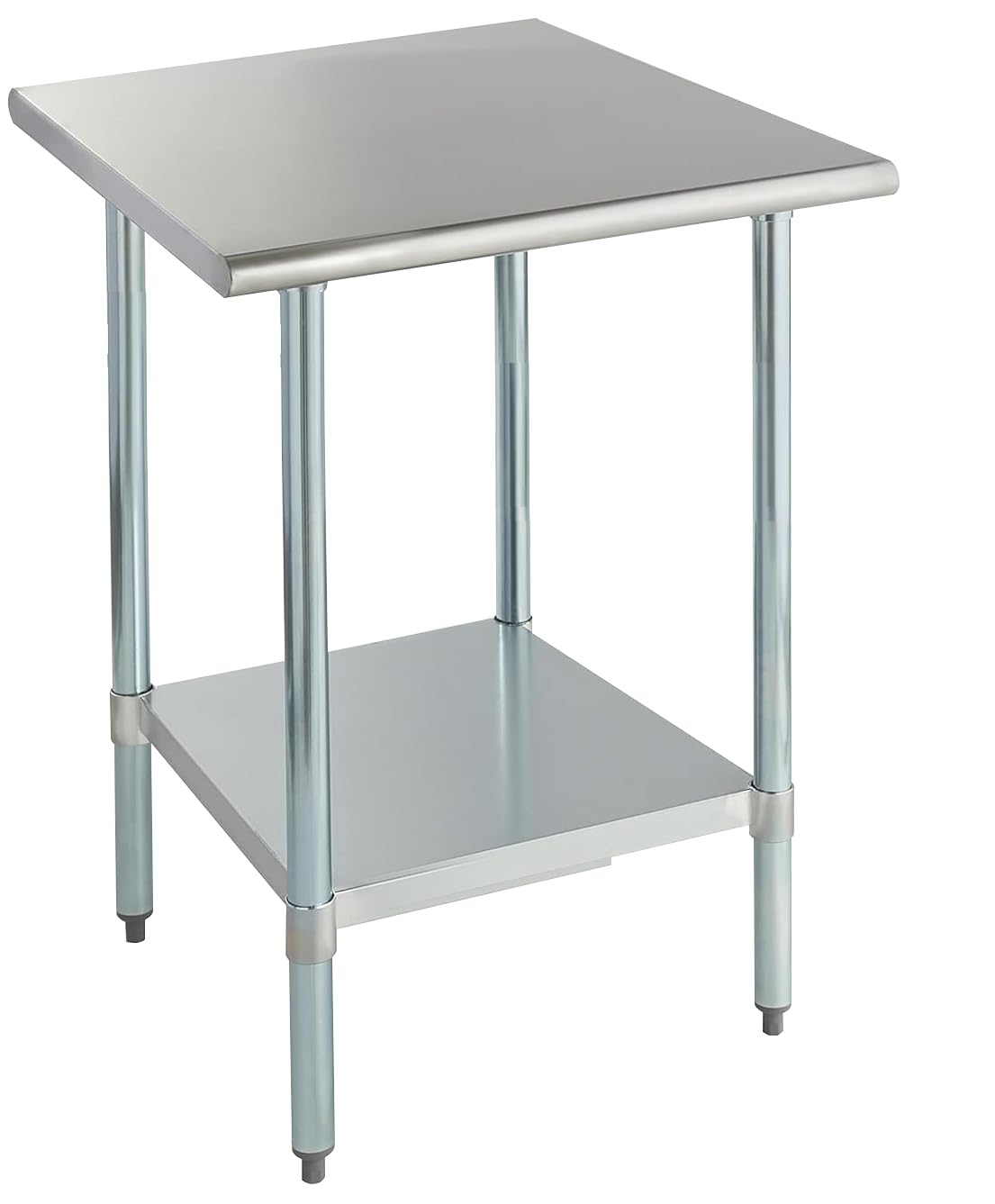ROCKPOINT Stainless Steel Table for Prep & Work 30x30 Inches, NSF Metal Commercial Kitchen Heavy Duty Table with Adjustable Under Shelf and Table Foot for Restaurant, Home and Hotel