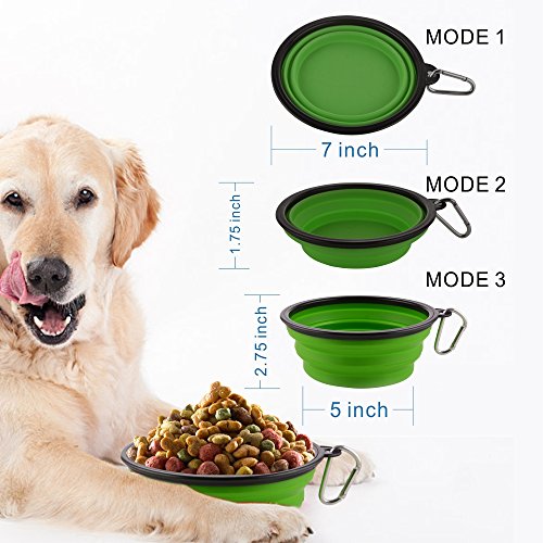 Large Collapsible Dog Bowls, 34oz Portable Foldable Travel Water Bowl Food Dishes with Carabiner Clip for Traveling, Hikin...
