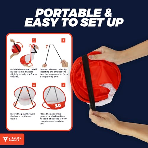 Vitality Sports Golf Chipping Net, 3PCS Pop-Up Golf Practice Net for Backyard, Indoor Outdoor Chipping Game with 3 Target...