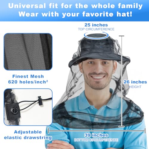 South to East Premium Mosquito Head Net for Insect, 2 Pack, Fly & Bug Protection | Ultra Large & Long, Extra Fine Holes fo...
