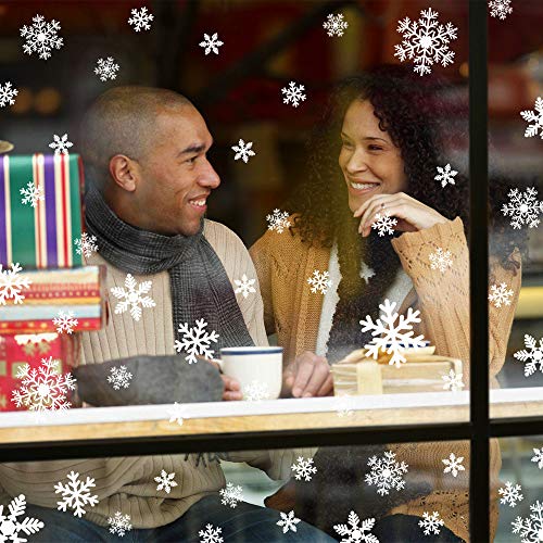 LUDILO 135Pcs Christmas Window Clings Snowflakes Window Decals Static Window Stickers for Christmas Decorations Windows Dé...