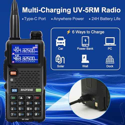BAOFENG UV-5RM 10W Ham Handheld Radio Long Range with Tactical Antenna, Portable Two Way Walkie Talkies for Adults 5RM Multi-Band Radio with Air Duct Earpiece & 2500mAh Type-C Battery, 2 Pack