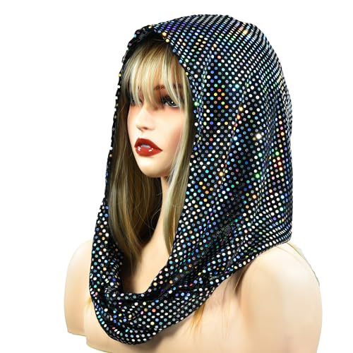 Bazeen sequin unisex rave hood/festival outfit/hood, sparkly bandana Rave Accessories, Rave Gear
