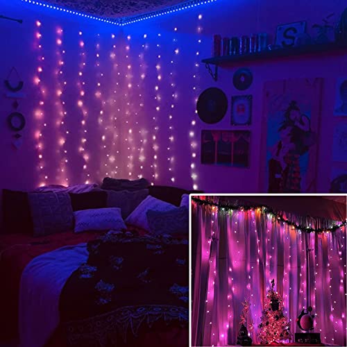 KPROE Fairy Curtain Lights - 16-Color Changing String Lights with Remote, 4 Lighting Modes, Ideal for Christmas, Weddings,...