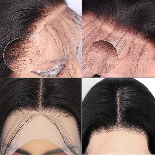 Skin Straight 13x4 Lace Front Wigs Human Hair with Baby Hair for Women Straight HD Transparent Lace Frontal Wigs Human Hair Pre Plucked Glueless Wigs Natural Black Color 22 Inch 180 Density