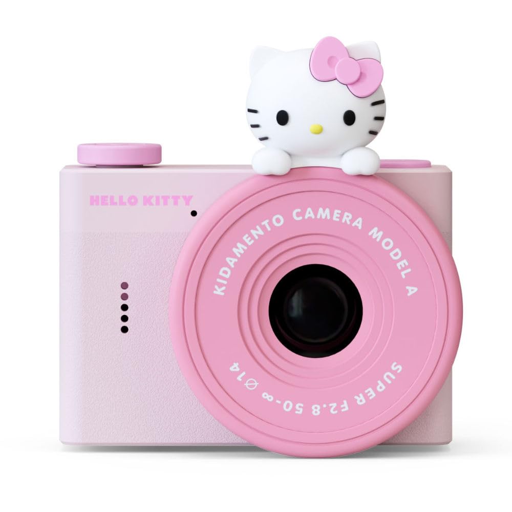 Hello Kitty Mini Kids Digital Camera & Video Camcorder by Kidamento, 32GB Memory Card, USB-C, Adjustable Soft Strap Lanyard, Sca