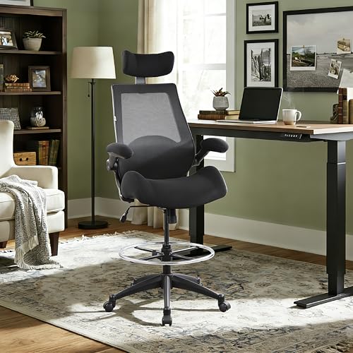 BOLISS Drafting Office Chair 400lbs High Back Wide Standing Desk Chair Comfortable with Flip up Armrests Lumbar Support Ad...