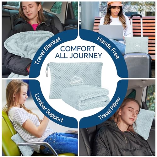 BEDELITE Travel Blanket with Bag, Ultra-Soft Jacquard Fleece Blanket with Luggage Sleeve & Backpack Clip, Airplane Blanket...