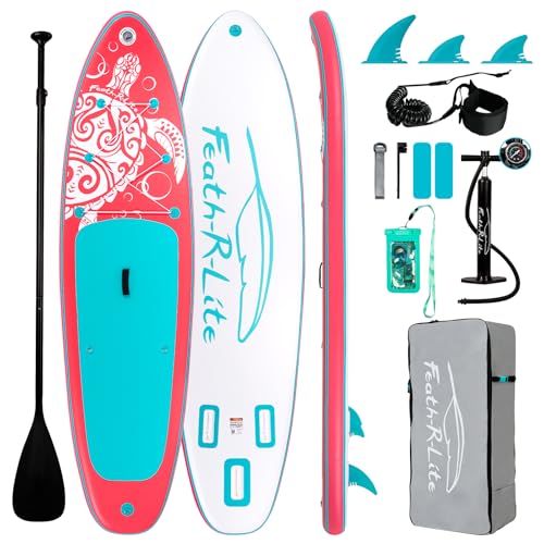 FEATH-R-LITE Inflatable Ultra-Light 10'×30''/10'6''×33'' Stand Up Paddle Board for All Skill Levels with Premium SUP Paddl...