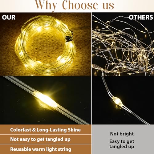 Hanging Bulbs 10x10FT Champagne Sequin Backdrop Curtain with String Lights – 2 Panels of 5x10FT Wrinkle-Free Shimmer Drape...