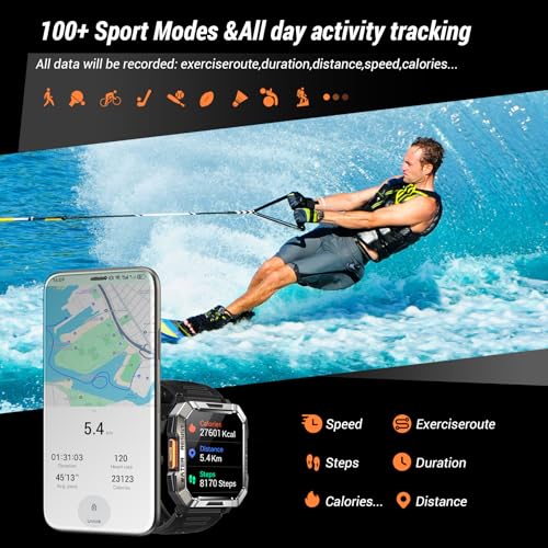 Military Smart Watch for Men (Answer/Make Calls), 2.01'' Smart Watch for Android and iPhone, Fitness Tracker with Flashlig...