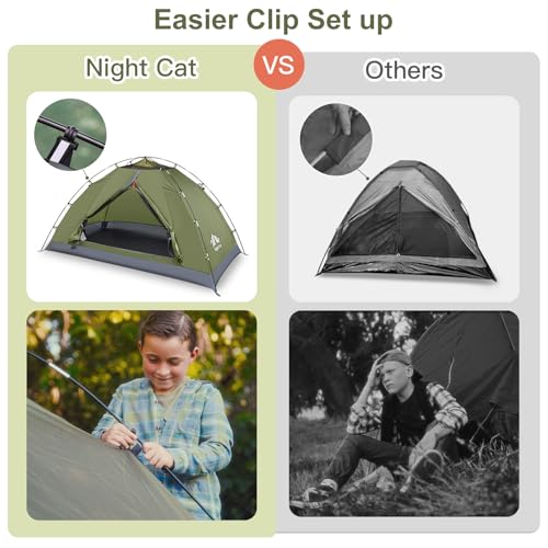 Night Cat Upgraded Backpacking Tents 1 2 Persons Easy Clip Setup Camping Tent Adults Scouts Heavy Rainproof Compact Lightw...