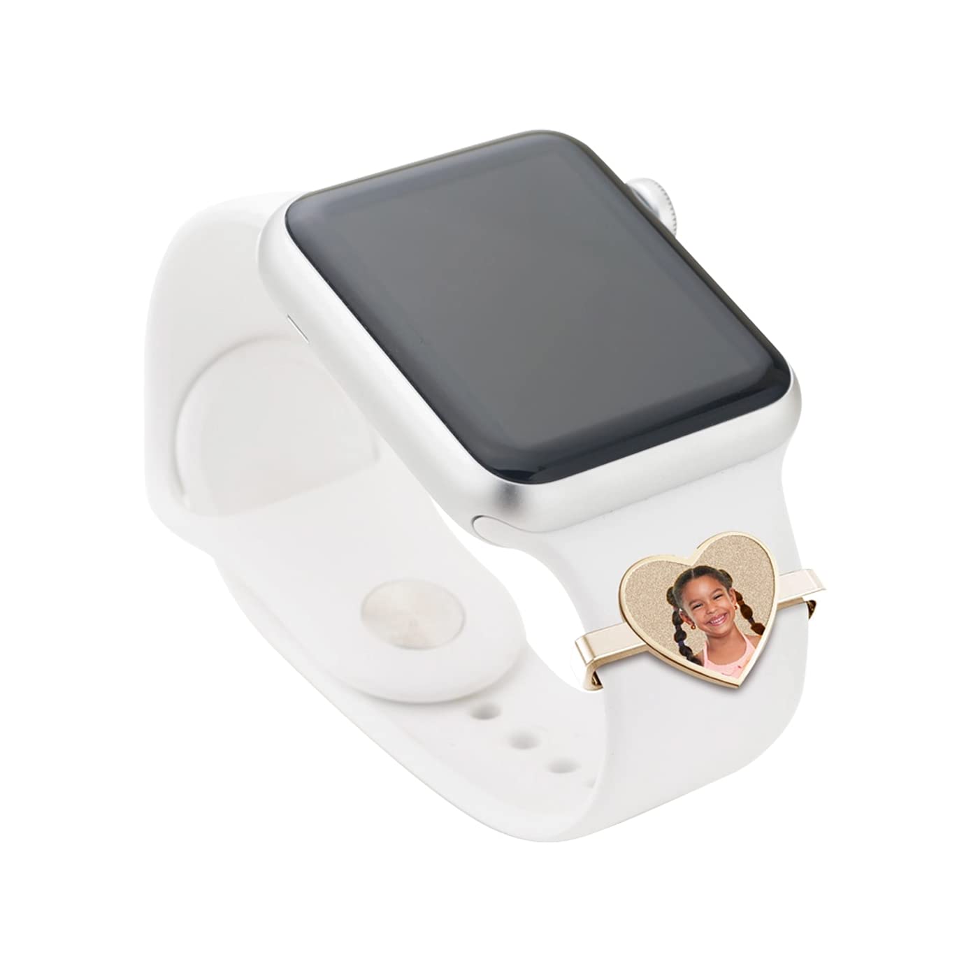 Picturesongold.Com Smart Watch Photo Charm In Yellow Gold Plated Heart Shape