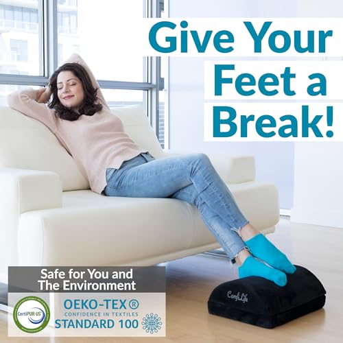 ComfiLife Foot Rest for Under Desk at Work – Adjustable Height Memory Foam Foot Stool for Under Desk, Office Chair & Gamin...
