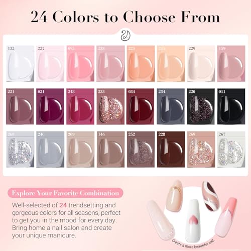 AZUREBEAUTY Dip Powder Nail Kit with Electric Nail Drill, 24 Colors Nude Pink Glitter Nail Powder Starter Kit with Dip Liq...