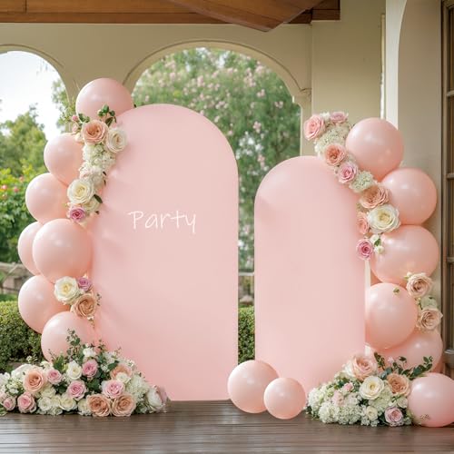 Pink Arch Cover 2 Set - 7.2 and 6ft Pink Arch Backdrop Cover Spandex Wedding Arch Stand Covers for Birthday Party Baby Sho...