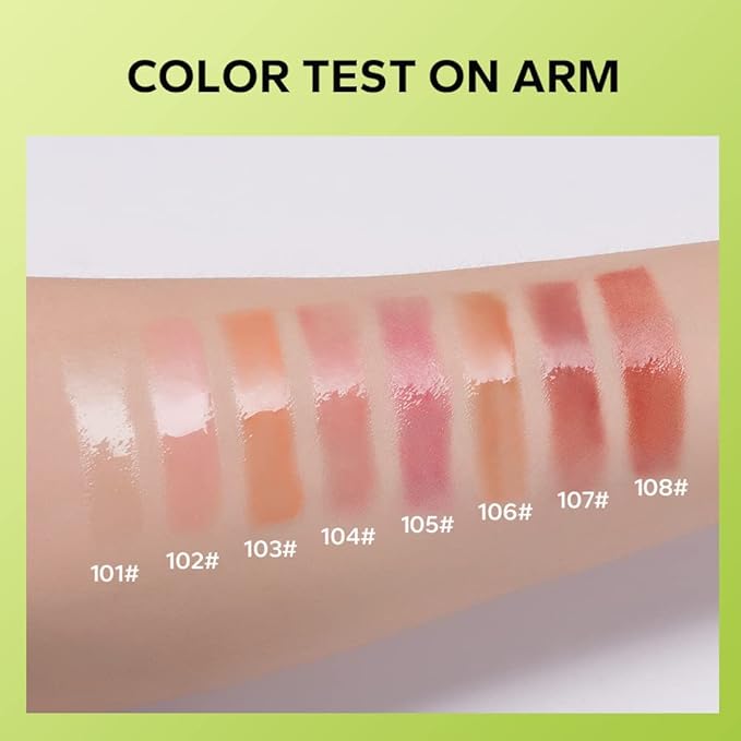 Beauty Glazed Big Brush Head Lip Oil, Ultra-Hydrating & Nourishing, Smooth Glossy Finish Lip Glow Oil, Shiny and Vegan Tinted Lip Gloss, Non-Sticky Formula (2, 101# MEET & 102# KISS)