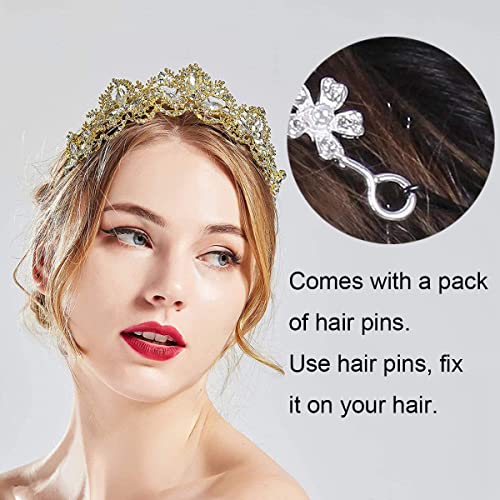 Exacoo Gold Tiara Wedding Tiaras and Crowns for Women,Rhinestone Queen Women Princess Crown Birthday Headbands Prom Bridal...
